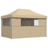 Pop-up парти шатра 4,4 x 2,9 м бежова — оксфорд с PVC — 4 стени — стомана - Thumbnail 5