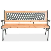 Градинска пейка 122x51x73 см кафява — дърво и ковано желязо — PVC облегалка - Thumbnail 2