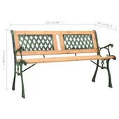 Градинска пейка 122x54x73 см кафява — чам масив и чугун — PVC облегалка - Thumbnail 6
