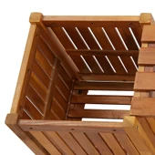 Градинска пейка с 2 плантера 150 × 30 × 40 см кафява — акация масив - Thumbnail 6