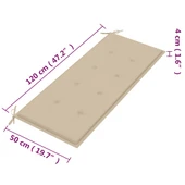 2-местна градинска пейка 120 × 60 × 89 см — евкалипт масив — бежова възглавница - Thumbnail 10