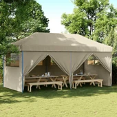 Pop-up парти шатра 5,8 x 2,9 м таупе — оксфорд с PVC — 4 стени — стомана - Thumbnail 1