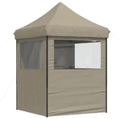 Pop-up парти шатра 2 x 2 м таупе — оксфорд с PVC — 4 стени — стомана - Thumbnail 5