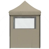 Pop-up парти шатра 2 x 2 м таупе — оксфорд с PVC — 4 стени — стомана - Thumbnail 4