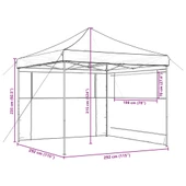 Pop-up парти шатра 2,9 x 2,9 м теракота — оксфорд с PVC — 2 стени — стомана - Thumbnail 9