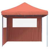 Pop-up парти шатра 2,9 x 2,9 м теракота — оксфорд с PVC — 2 стени — стомана - Thumbnail 4