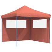 Pop-up парти шатра 2,9 x 2,9 м теракота — оксфорд с PVC — 2 стени — стомана - Thumbnail 2
