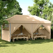 Pop-up парти шатра 5,8 x 2,9 м бежова — оксфорд с PVC — 4 стени — стомана - Thumbnail 1