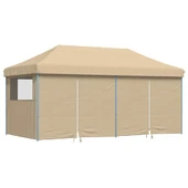 Pop-up парти шатра 5,8 x 2,9 м бежова — оксфорд с PVC — 4 стени — стомана - Thumbnail 2