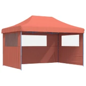 Pop-up парти шатра 4,4 x 2,9 м теракота — оксфорд с PVC — 3 стени — стомана - Thumbnail 2