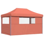 Pop-up парти шатра 4,4 x 2,9 м теракота — оксфорд с PVC — 3 стени — стомана - Thumbnail 5