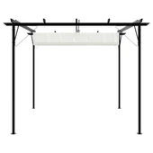 Пергола с прибиращ се покрив, кремавобяла, 3х3 м, стомана-VL49325 - Thumbnail 4