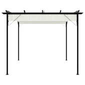 Пергола с прибиращ се покрив, кремавобяла, 3х3 м, стомана-VL49325 - Thumbnail 3