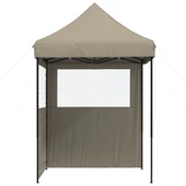 Pop-up парти шатра 2 x 2 м таупе — оксфорд с PVC — 2 стени — стомана - Thumbnail 5
