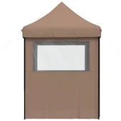 Pop-up парти шатра 2 x 2 м кафява — оксфорд с PVC — 4 стени — стомана - Thumbnail 5