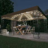 Шатра 4 x 3 м таупе — полиестер 180 г/м² — двоен покрив и LED — стомана - Thumbnail 1