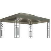 Шатра 4 x 3 м таупе — полиестер 180 г/м² — двоен покрив и LED — стомана - Thumbnail 2