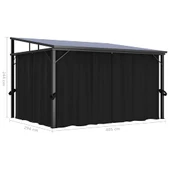 Градинска шатра 4 x 3 м антрацит — PVC покрив — 4 завеси — стоманена рамка - Thumbnail 10