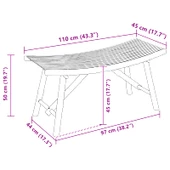 Градинска пейка 110 × 45 × 50 см — бамбук — извит дизайн - Thumbnail 9