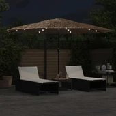 Градински чадър 3.9 x 3.9 x 2.5 м кафяв — слама — с LED светлини — стоманена рамка - Thumbnail 3