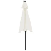 Градински чадър 2,3 x 2,3 м бял — полиестер — с LED — стоманен прът - Thumbnail 7