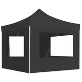 Парти шатра 3 x 3 м антрацит — оксфорд плат с PVC — със стени — алуминий - Thumbnail 1
