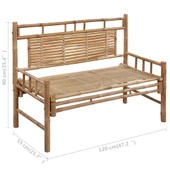 Градинска пейка 120x55x90 см кафява — бамбук — бежова възглавница - Thumbnail 10