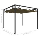 Градинска шатра 3 x 3 м таупе — полиестер 180 г/м² — прибиращ се покрив - Thumbnail 8