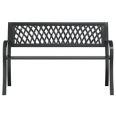 Градинска пейка 120x53x75 см черна — стомана — с решетъчна облегалка и подлакътници - Thumbnail 4