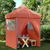Pop-up парти шатра 2 x 2 м теракота — оксфорд с PVC — 4 стени — стомана - Thumbnail 1