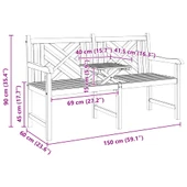 Градинска пейка 150x60x90 см кафява — тиково дърво масив — с подлакътници - Thumbnail 12