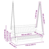 Люлееща се градинска пейка 110 × 56 × 58,5 см кафява — акация - Thumbnail 10