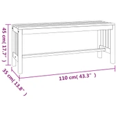 Градинска пейка 110×35×45 см — масивно евкалиптово дърво — с летви - Thumbnail 6