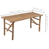 Сгъваема пейка 118x38x45 см кафява — бамбук — кремава (3 см) - Thumbnail 8