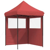 Pop-up парти шатра 2 x 2 м бордо — оксфорд с PVC — 2 стени — стомана - Thumbnail 2