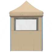 Pop-up парти шатра 2 x 2 м бежова — оксфорд с PVC — 4 стени — стомана - Thumbnail 4