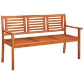 3-местна градинска пейка 150×60×89 см — евкалипт масив — кремава възглавница - Thumbnail 2