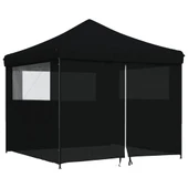 Pop-up парти шатра 2,9 x 2,9 м черна — оксфорд с PVC — 4 стени — стомана - Thumbnail 2