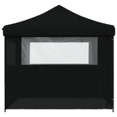 Pop-up парти шатра 2,9 x 2,9 м черна — оксфорд с PVC — 4 стени — стомана - Thumbnail 5