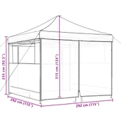 Pop-up парти шатра 2,9 x 2,9 м черна — оксфорд с PVC — 4 стени — стомана - Thumbnail 10