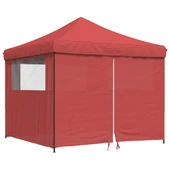 Pop-up парти шатра 2,9 x 2,9 м бордо — оксфорд с PVC — 4 стени — стомана - Thumbnail 2