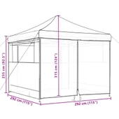 Pop-up парти шатра 2,9 x 2,9 м бордо — оксфорд с PVC — 4 стени — стомана - Thumbnail 10