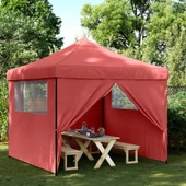 Pop-up парти шатра 2,9 x 2,9 м бордо — оксфорд с PVC — 4 стени — стомана - Thumbnail 1