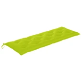 Градинска пейка 150x51,5x84 см кафява — тик масив — яркозелена възглавница - Thumbnail 5